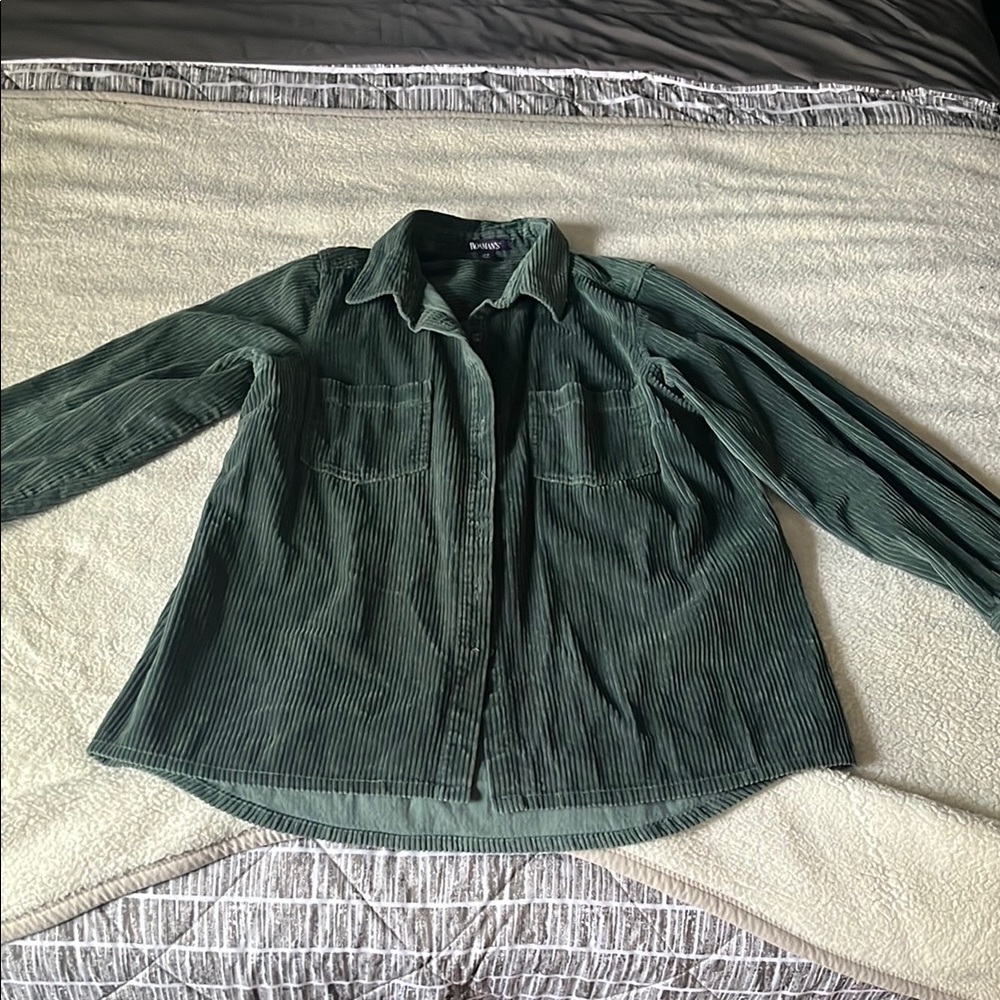 Roaman's Green Casual Button Down Shirt